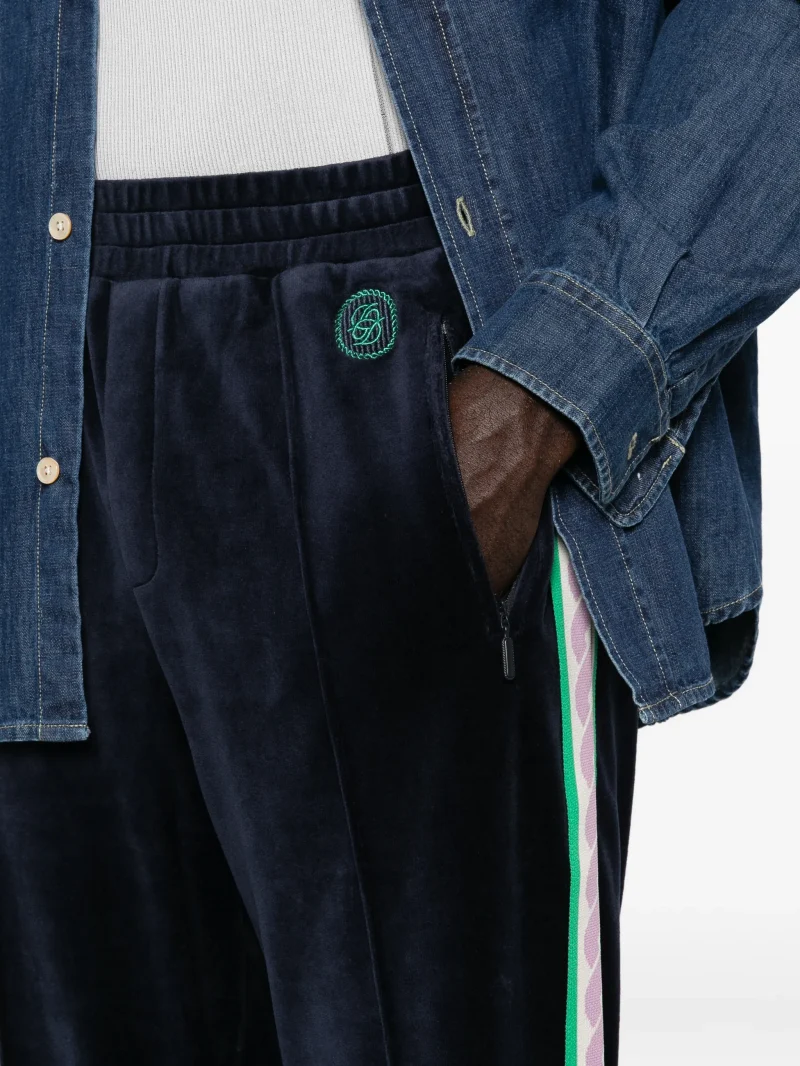 Pantaloni Drole De Monsieur velvet side-stripe bleumarin - imagine 3