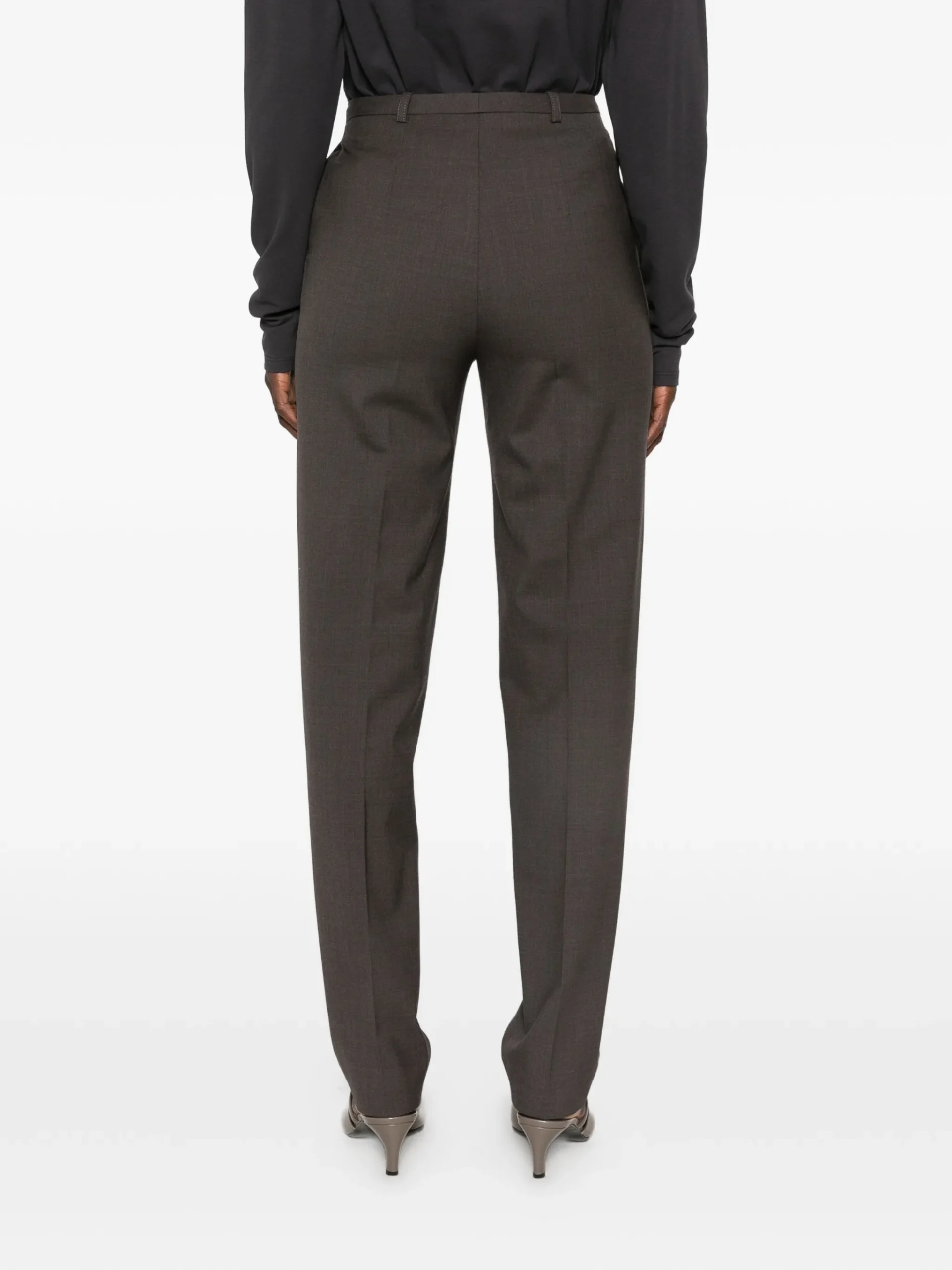 Pantaloni LouLou De Saison Malka pressed-crease maro - imagine 4