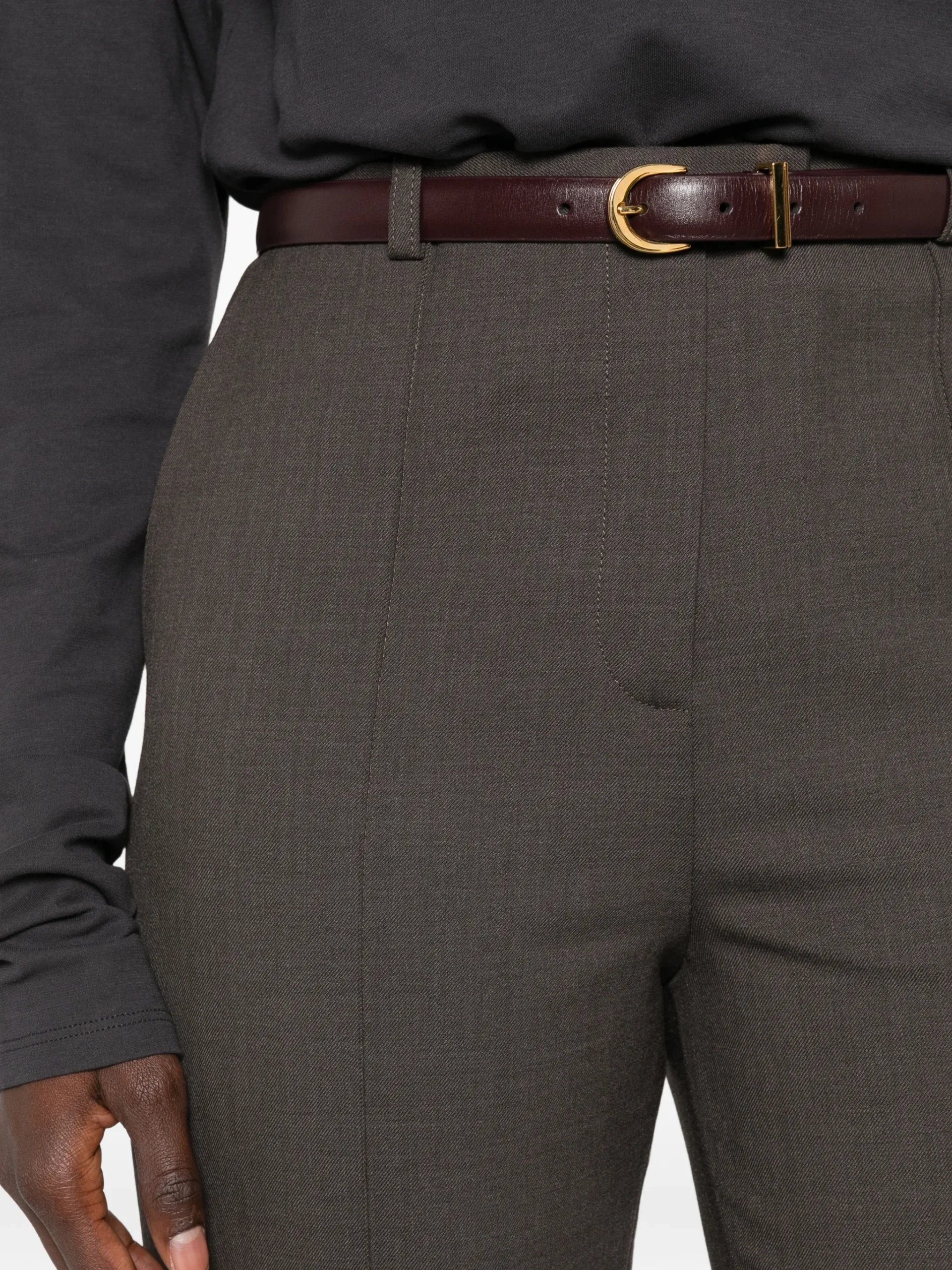 Pantaloni LouLou De Saison Malka pressed-crease maro - imagine 3