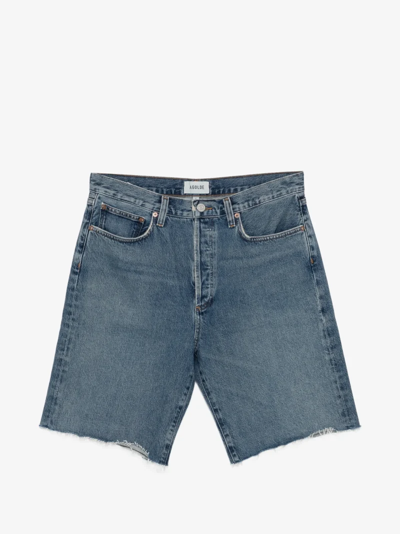 Pantaloni scurti Agolde Anson frayed albastru