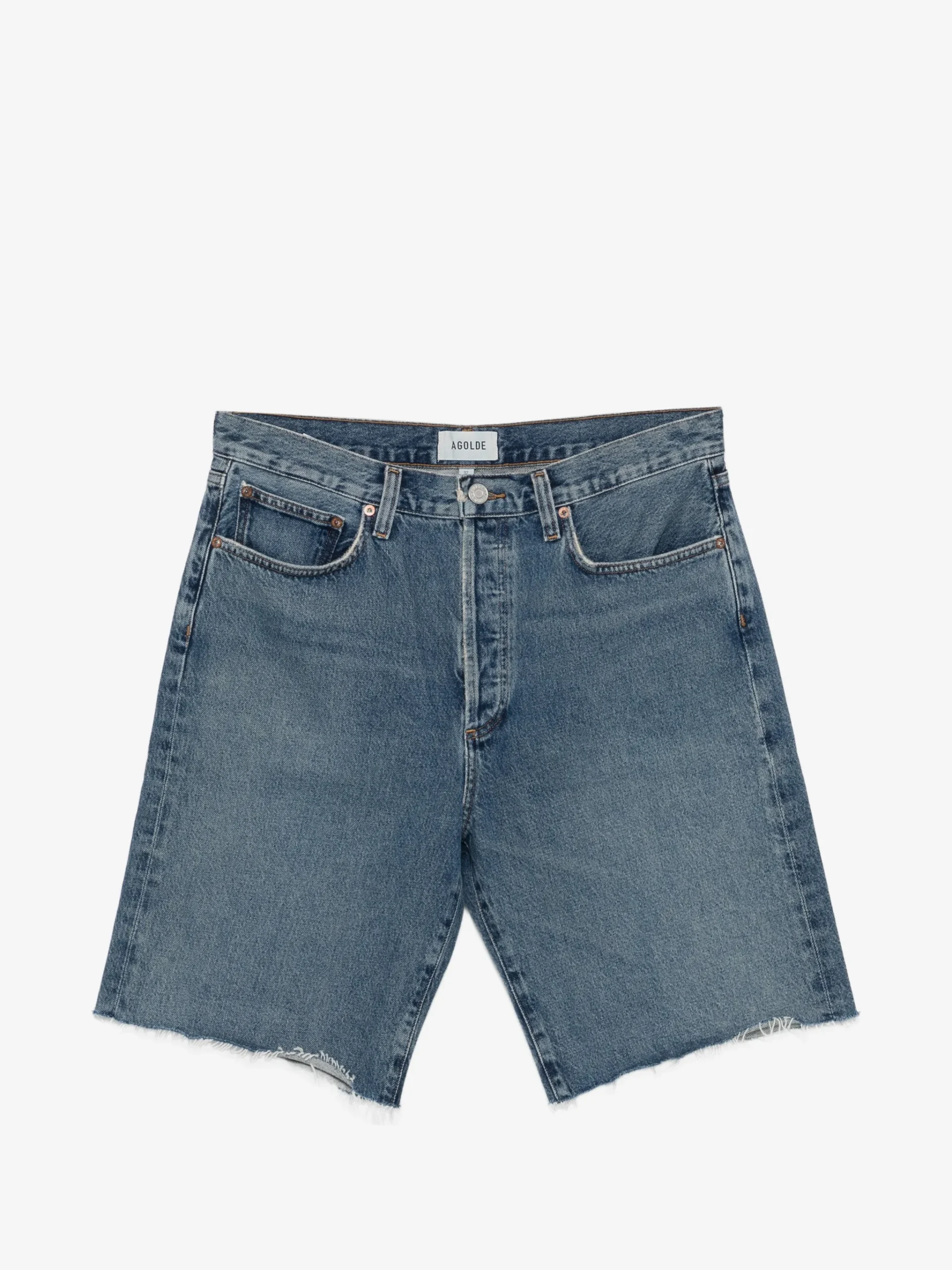 Pantaloni scurti Agolde Anson frayed albastru
