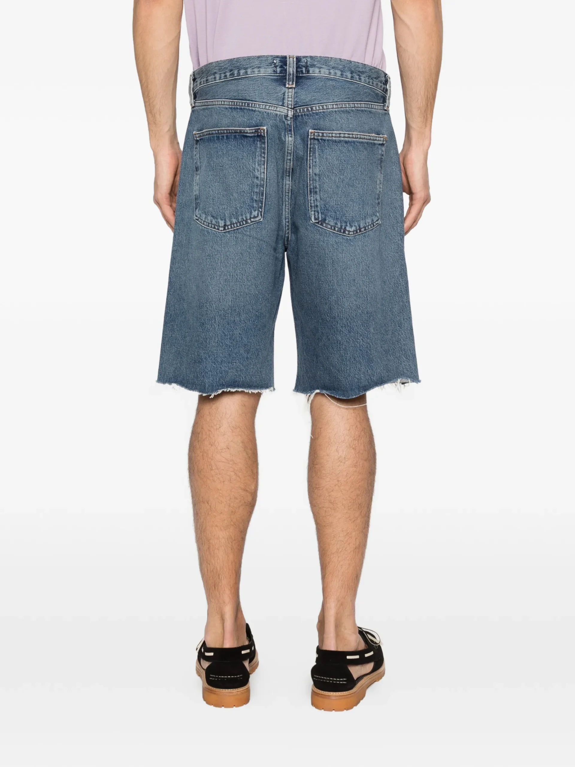 Pantaloni scurti Agolde Anson frayed albastru - imagine 4
