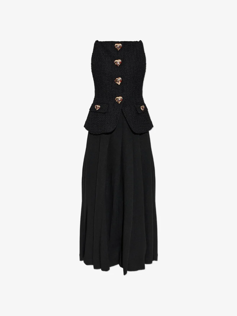 Rochie Self Portrait heart-button pleated negru