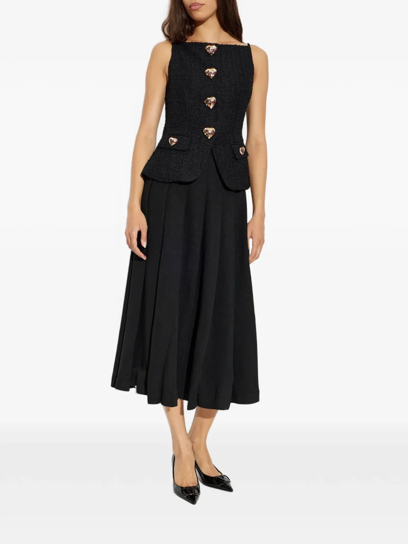 Alternative view of Rochie Self Portrait heart-button pleated negru