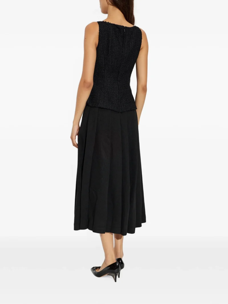 Rochie Self Portrait heart-button pleated negru - imagine 4