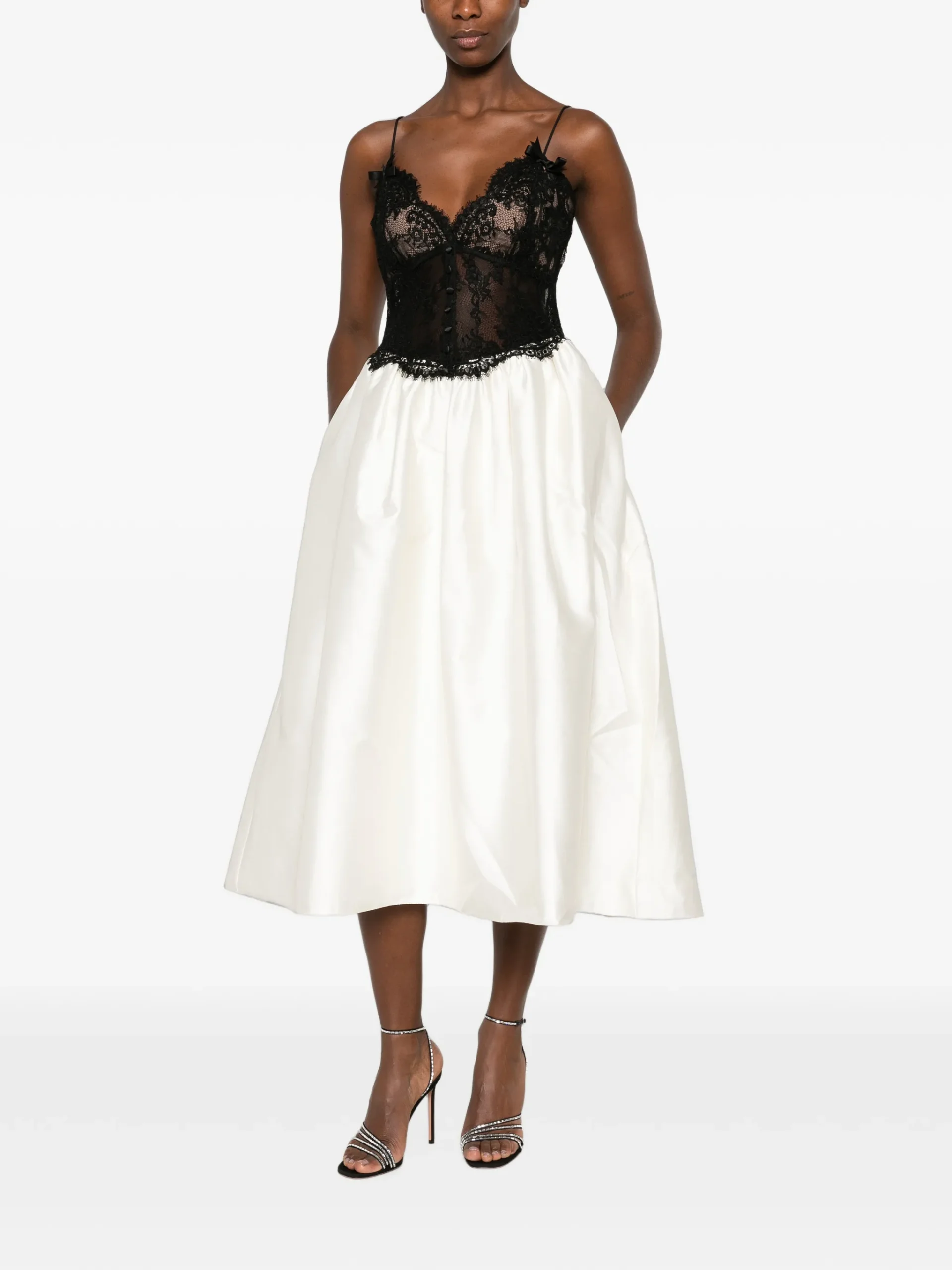 Rochie Self-Portrait lace-bodice flared multicolor - imagine 2