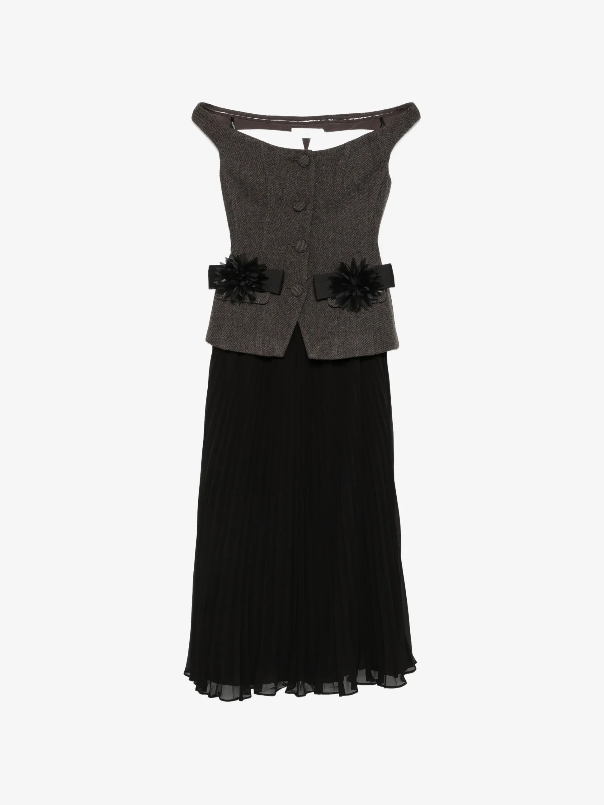 Rochie Self-Portrait off-shoulder pleated maro