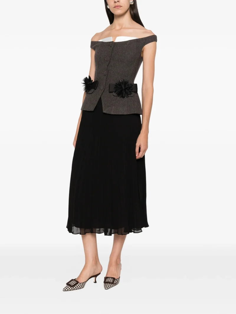 Alternative view of Rochie Self-Portrait off-shoulder pleated maro