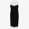 Rochie midi Self-Portrait black contrast-lace bodice negru