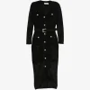 Rochie midi Self-Portrait chenille knit negru