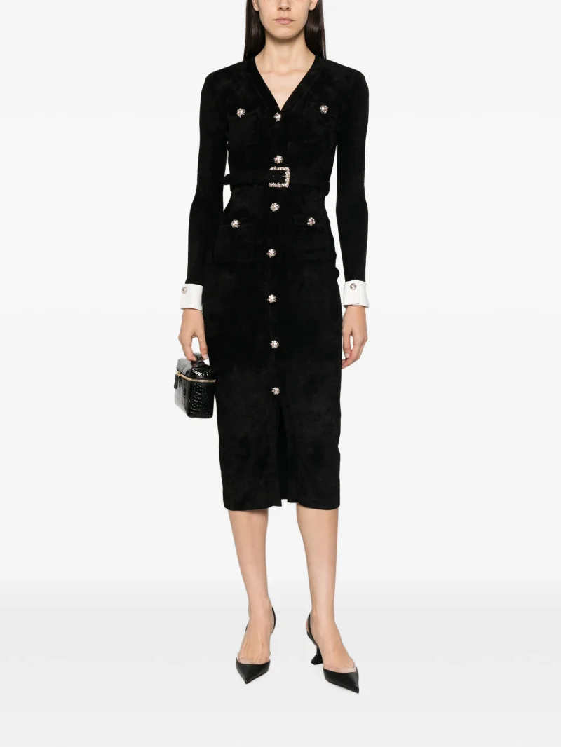 Alternative view of Rochie midi Self-Portrait chenille knit negru