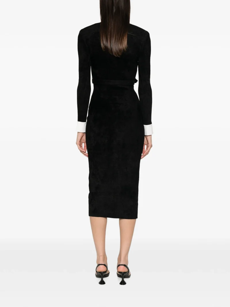 Rochie midi Self-Portrait chenille knit negru - imagine 4