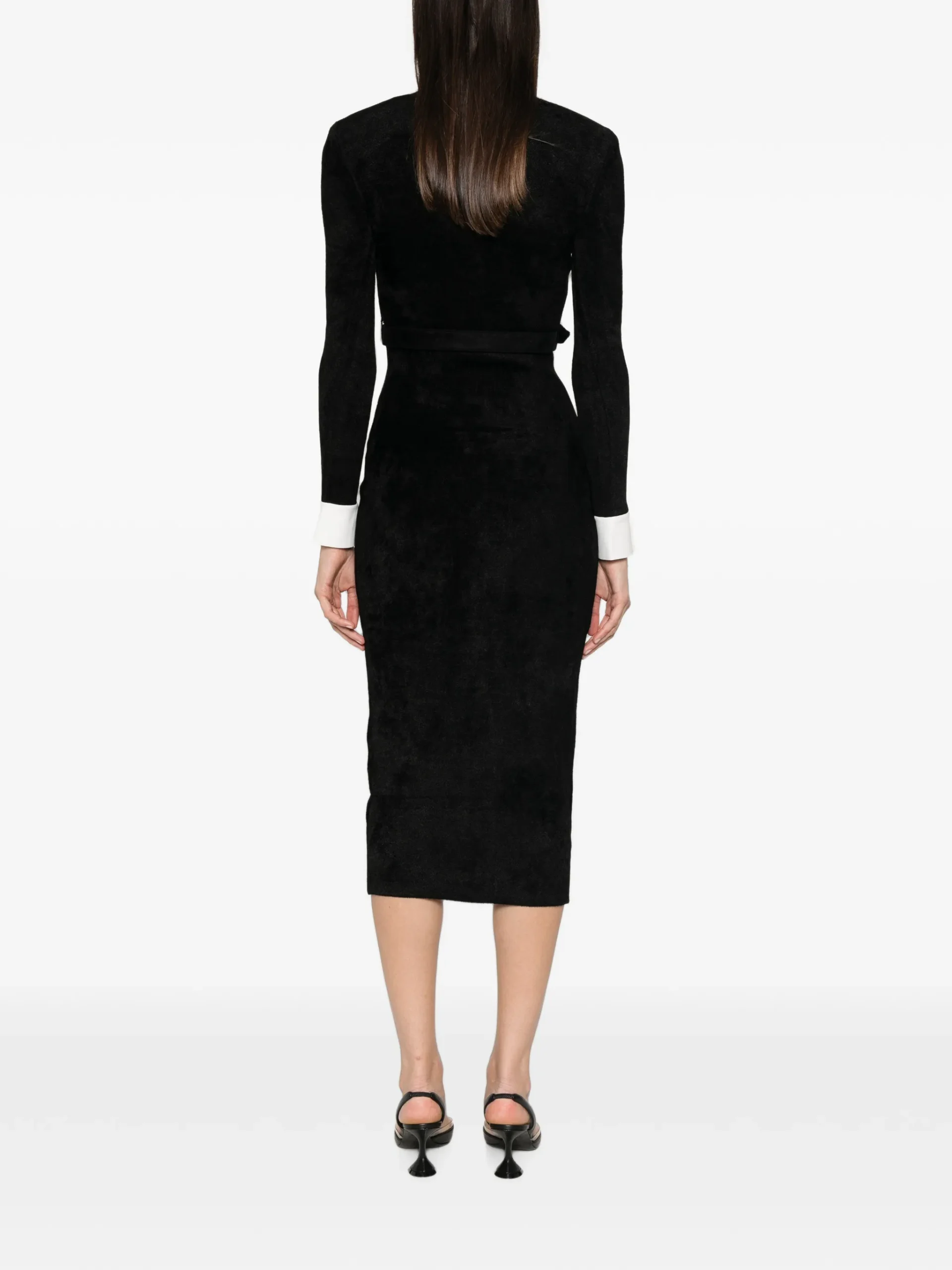 Rochie midi Self-Portrait chenille knit negru - imagine 4