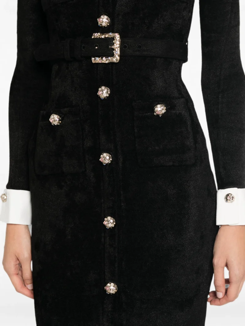 Rochie midi Self-Portrait chenille knit negru - imagine 3