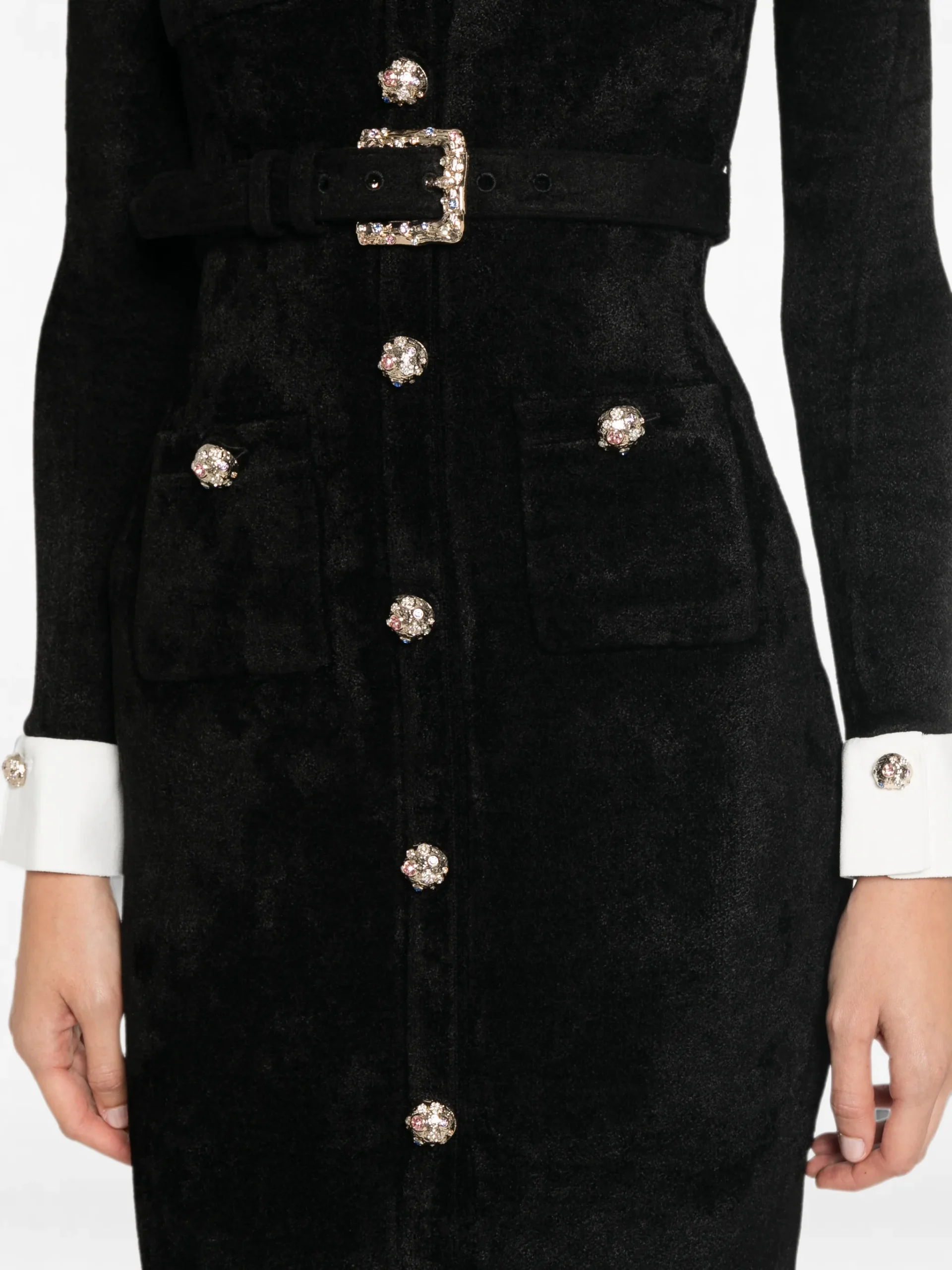 Rochie midi Self-Portrait chenille knit negru - imagine 3