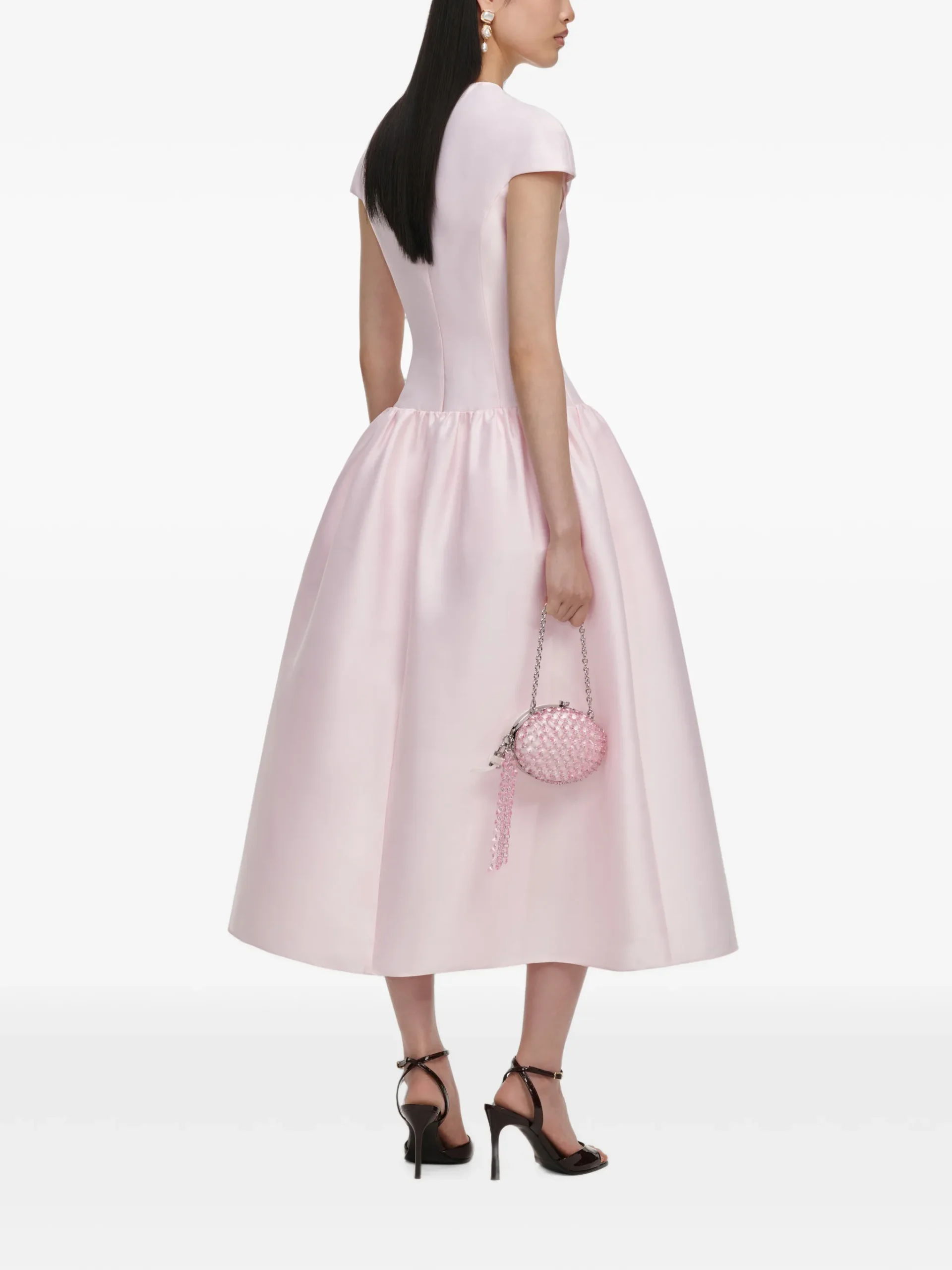 Rochie midi Self-Portrait taffeta buttoned roz - imagine 2