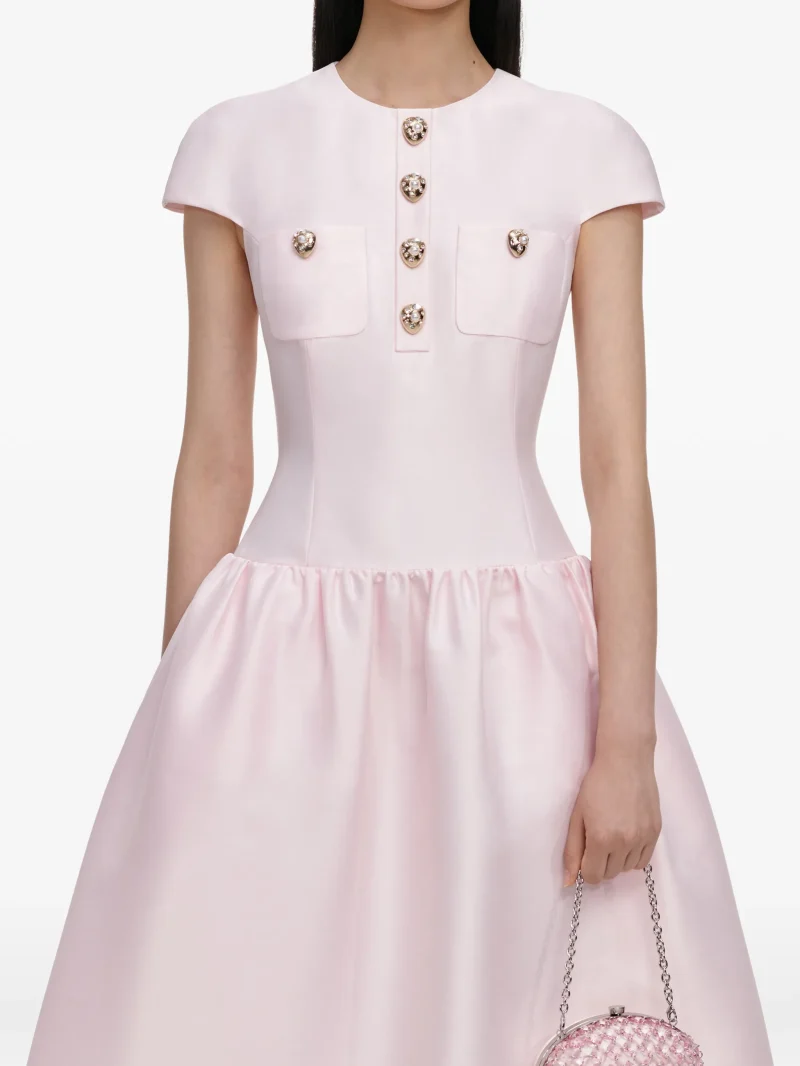 Rochie midi Self-Portrait taffeta buttoned roz - imagine 3