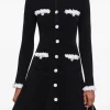 Rochie mini Self-Portrait chenille knit flower-trim negru