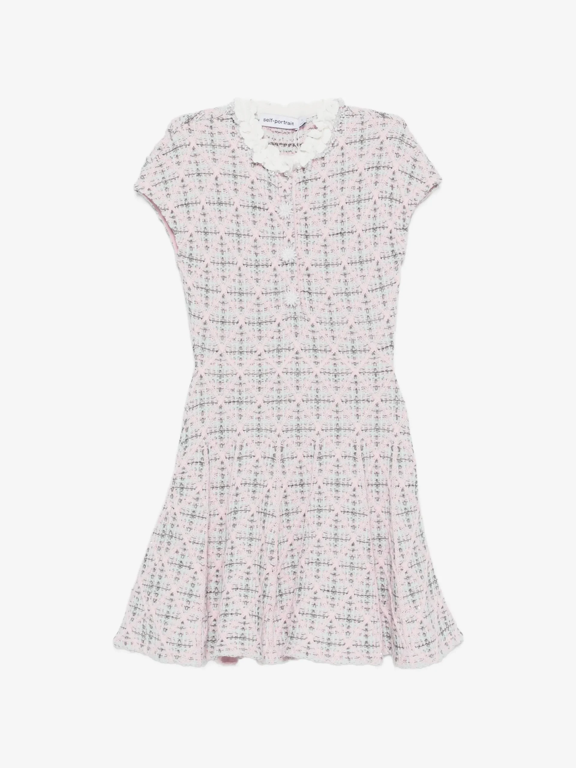Rochie mini Self-Portrait diamond-pattern roz