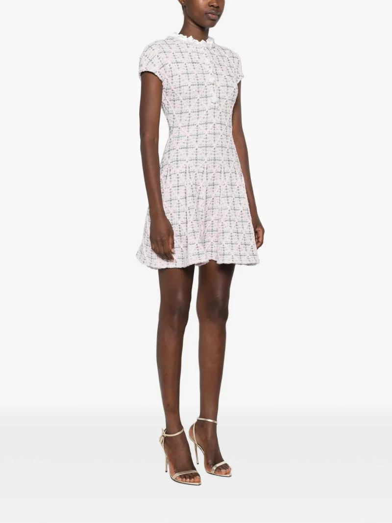 Rochie mini Self-Portrait diamond-pattern roz - imagine 5