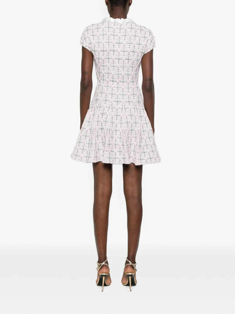 Rochie mini Self-Portrait diamond-pattern roz - imagine 4