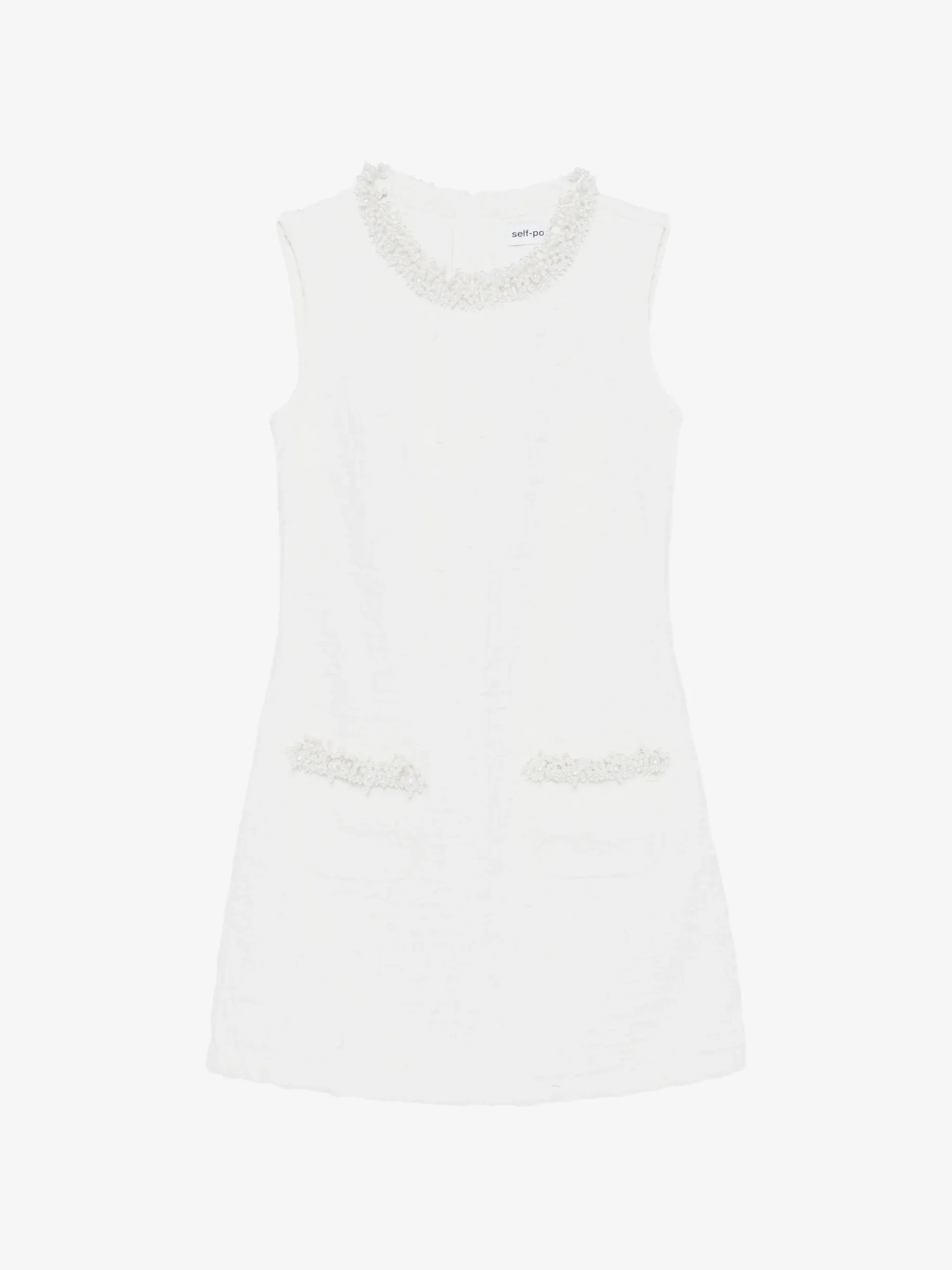 Rochie mini Self-Portrait faux-pearl embellished alb