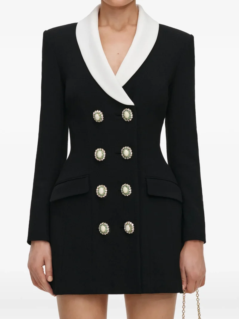 Rochie mini Self-Portrait jewel-button negru