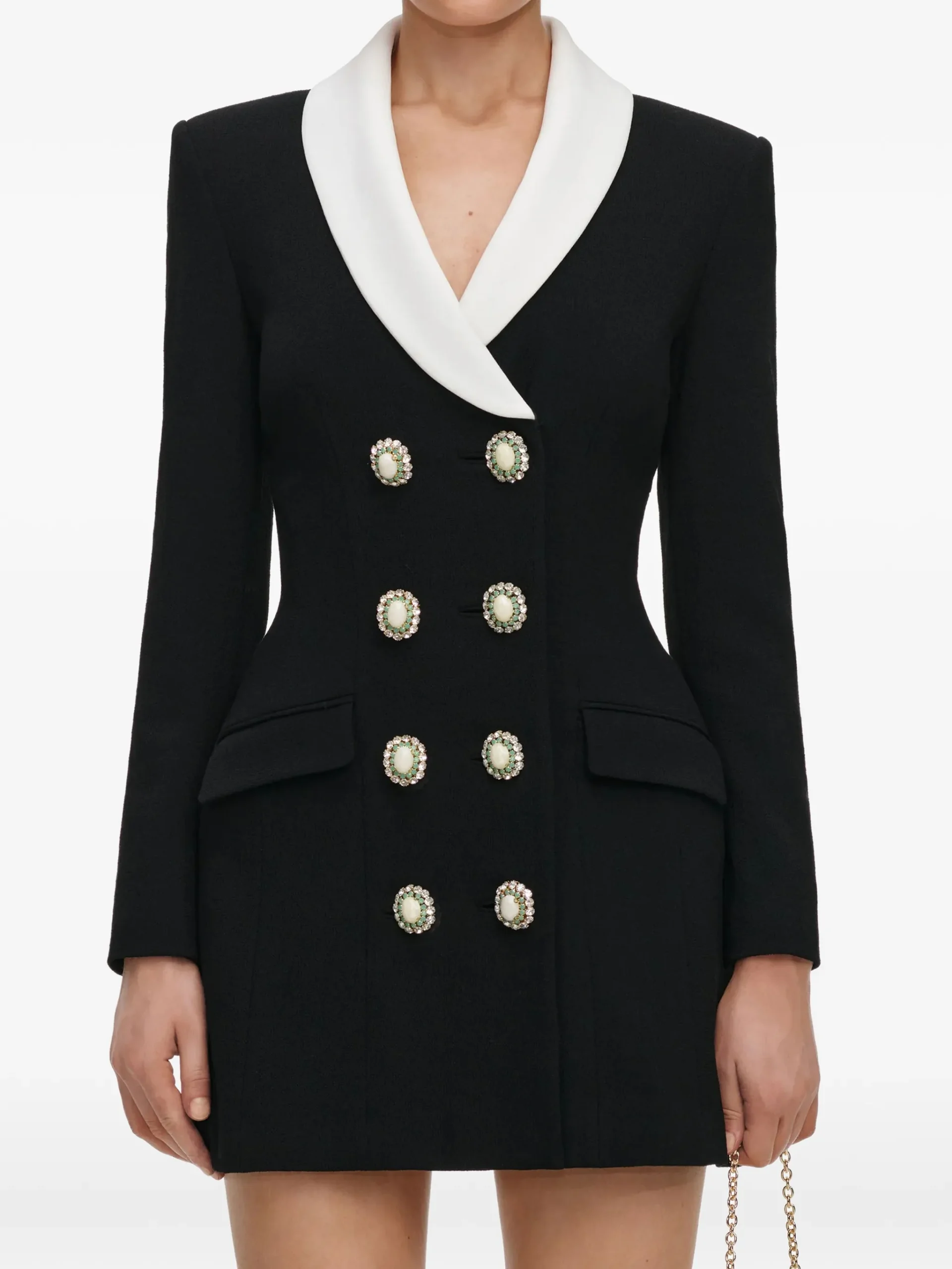 Rochie mini Self-Portrait jewel-button negru