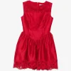 Rochie mini Self-Portrait lace-trim rosu