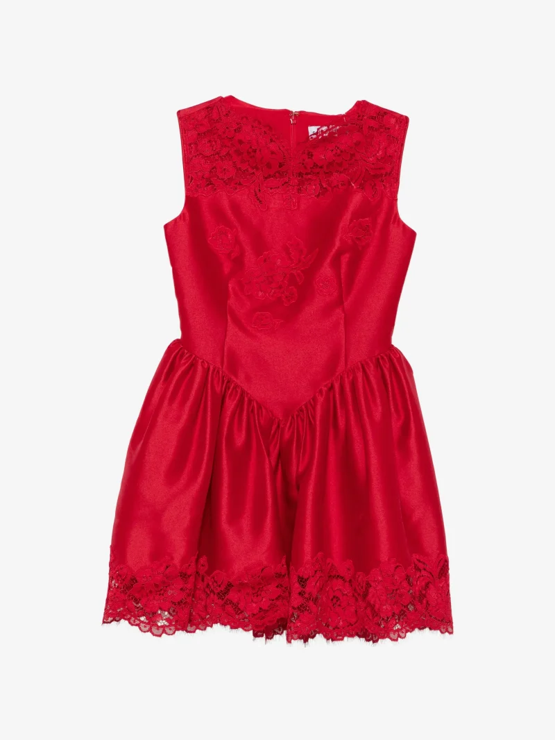 Rochie mini Self-Portrait lace-trim rosu