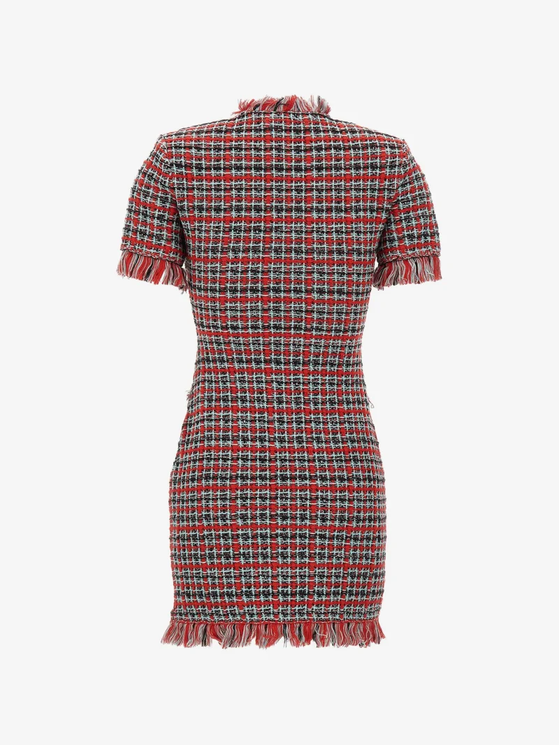 Rochie mini Self-Portrait frayed knit rosu - imagine 7