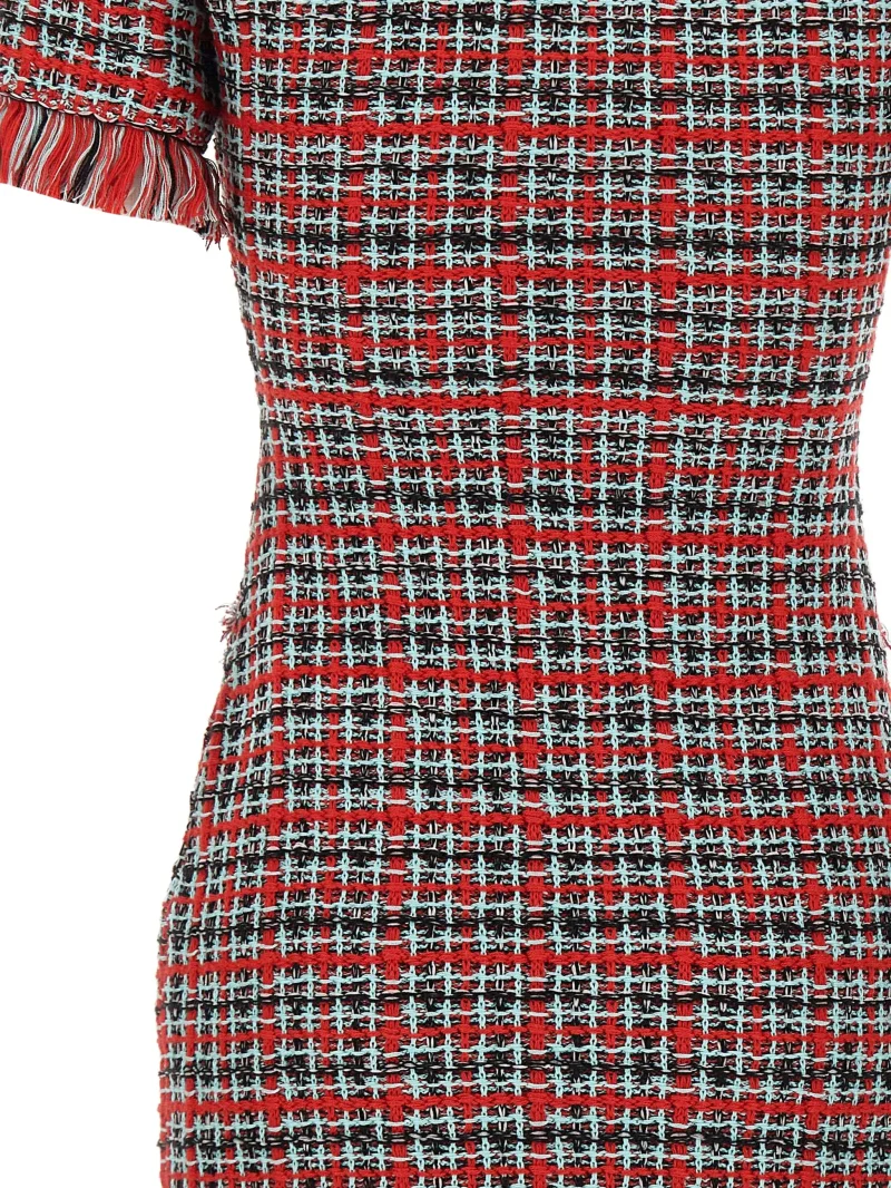 Rochie mini Self-Portrait frayed knit rosu - imagine 3