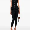 Top Self-Portrait wool crepe negru