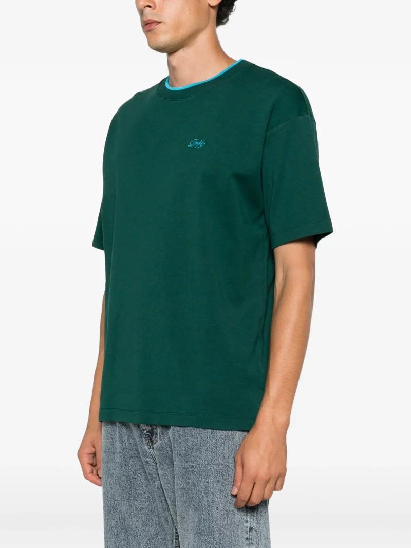 Tricou Drole De Monsieur Belissima logo-embroidered verde - imagine 5