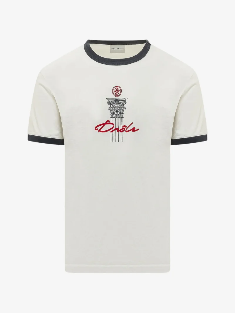 Tricou Drole De Monsieur Column graphic-print alb