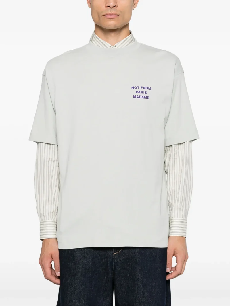 Tricou Drole De Monsieur "Not From Paris Madame" gri - imagine 5