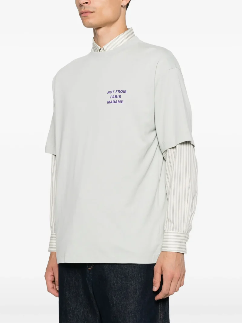 Tricou Drole De Monsieur "Not From Paris Madame" gri - imagine 4