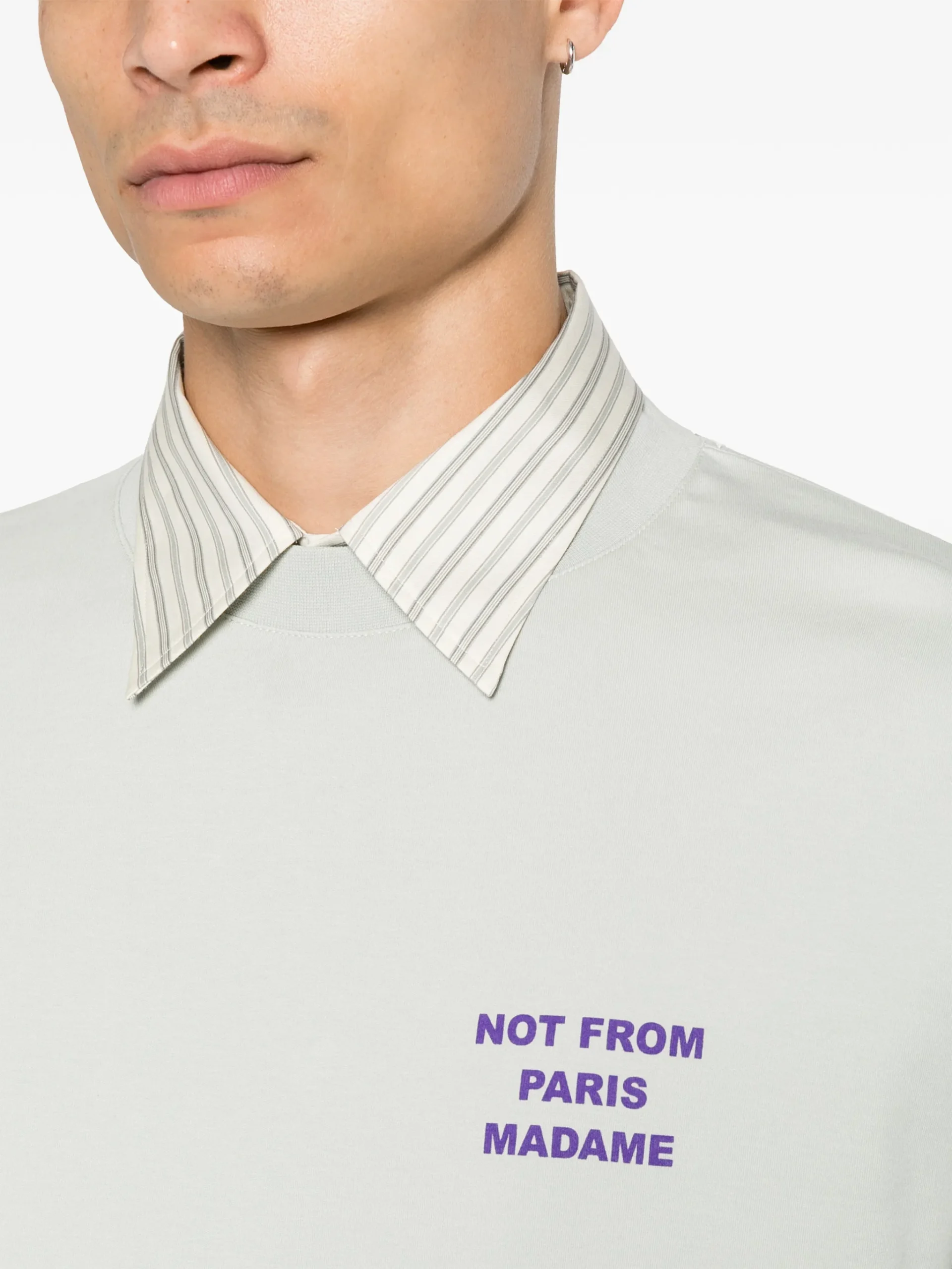 Tricou Drole De Monsieur "Not From Paris Madame" gri - imagine 3