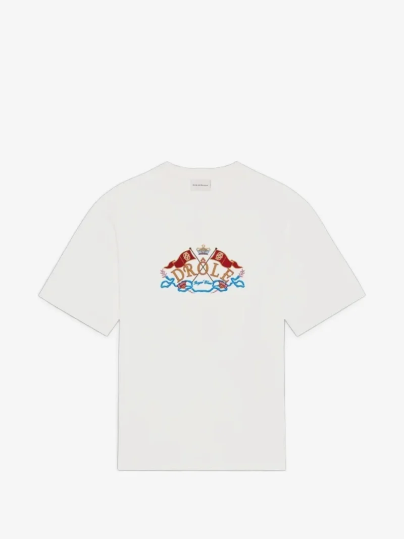 Tricou Drole De Monsieur crest-embroidered alb