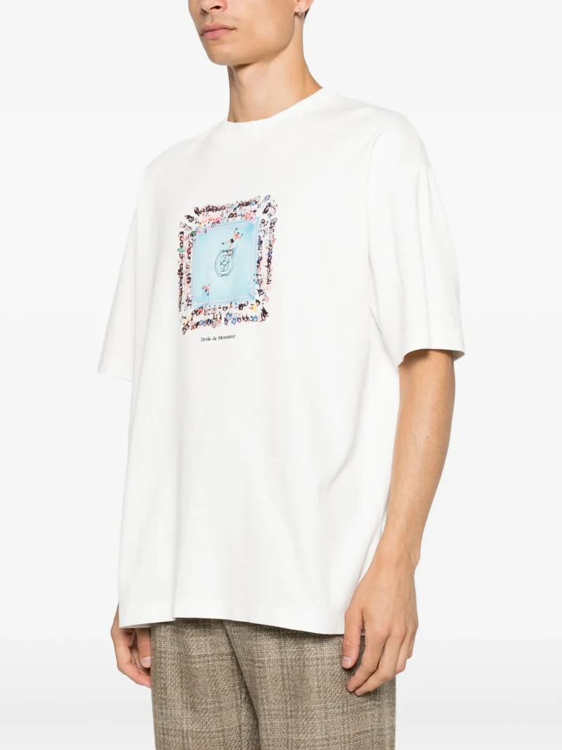 Tricou Drole De Monsieur graphic-print alb - imagine 5