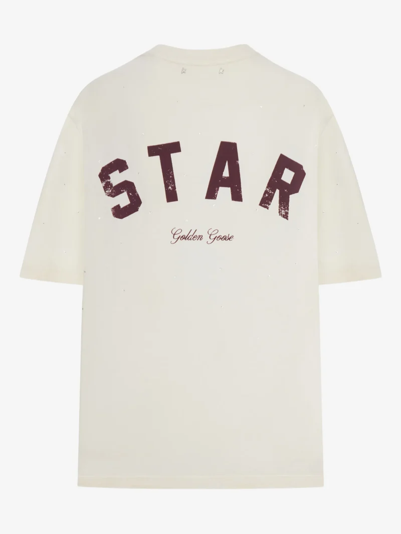 Tricou Golden Goose Star crystal-embellished alb