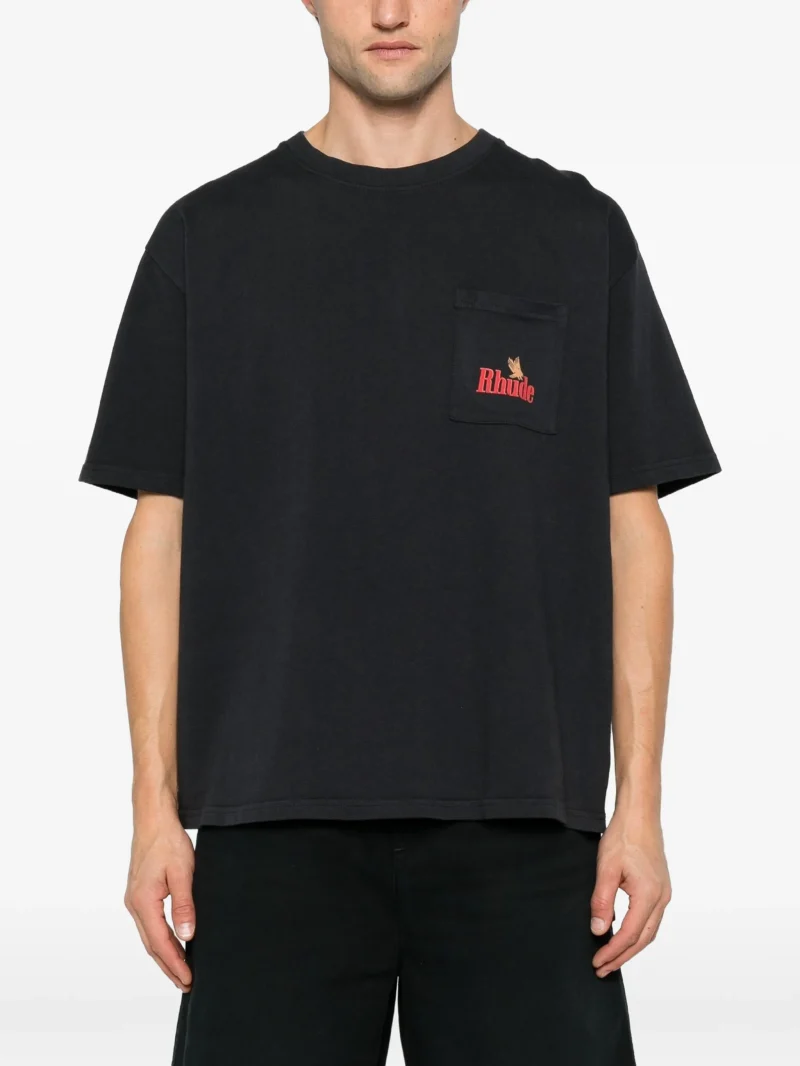 Tricou RHUDE chest-pocket negru - imagine 5