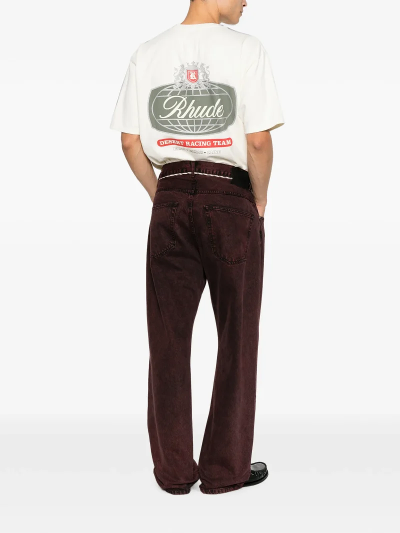 Alternative view of Tricou RHUDE logo-print alb