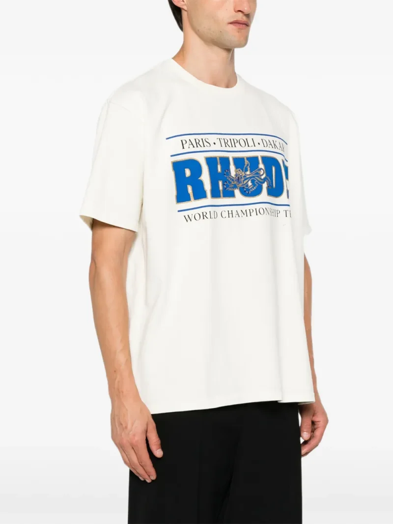 Tricou RHUDE logo-print alb - imagine 5