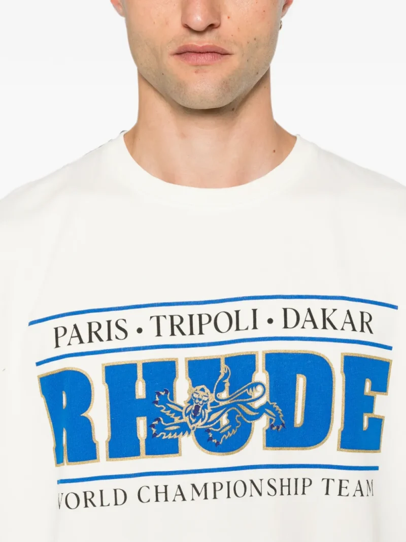 Tricou RHUDE logo-print alb - imagine 3