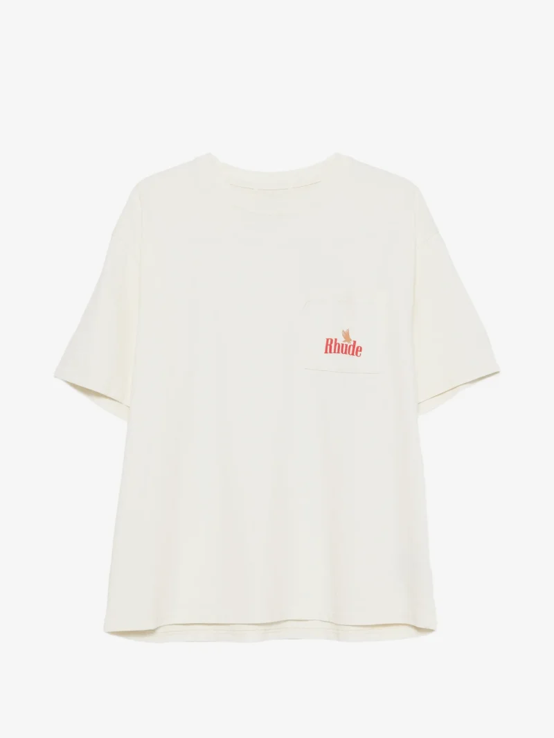 Tricou RHUDE  logo-print pocket alb