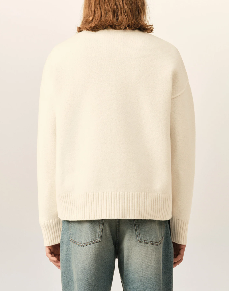 Alternative view of Pulover white wool polo with Ami de Coeur alb