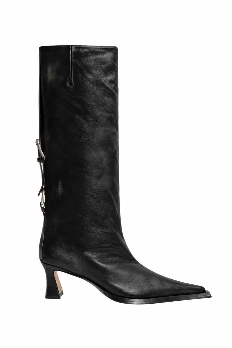Cizme MIISTA Charlene Boots Black Brush Off Leather negru