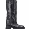 Cizme Miista Izolda Buckled Zip-up Calf Leather negru