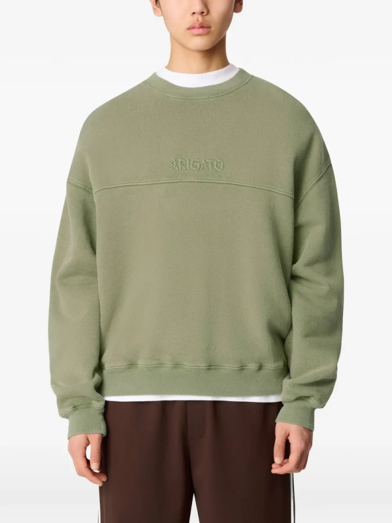 Bluza Axel Arigato Gens Logo-Embroidered Washed verde - imagine 3